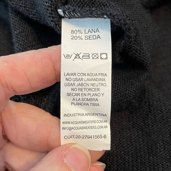 Acqua Buenos Aires Cashmere Sweater Black Silk Silver Sequins Tunic M - Picture 7 of 7